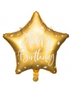 Balão Estrela Dourado Happy Birthday